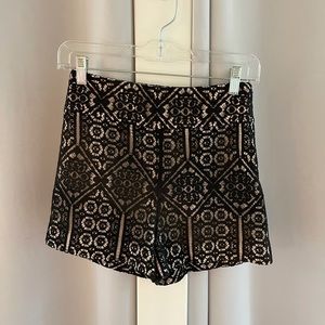 MARCIANO size 0, black lace shorts